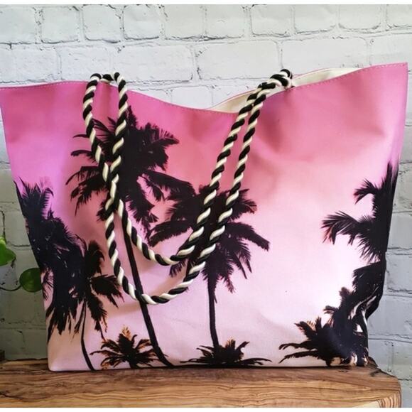 Avon Pink Palm Tree Tote Bag - Beachy & Stylish! - Picture 2 of 10